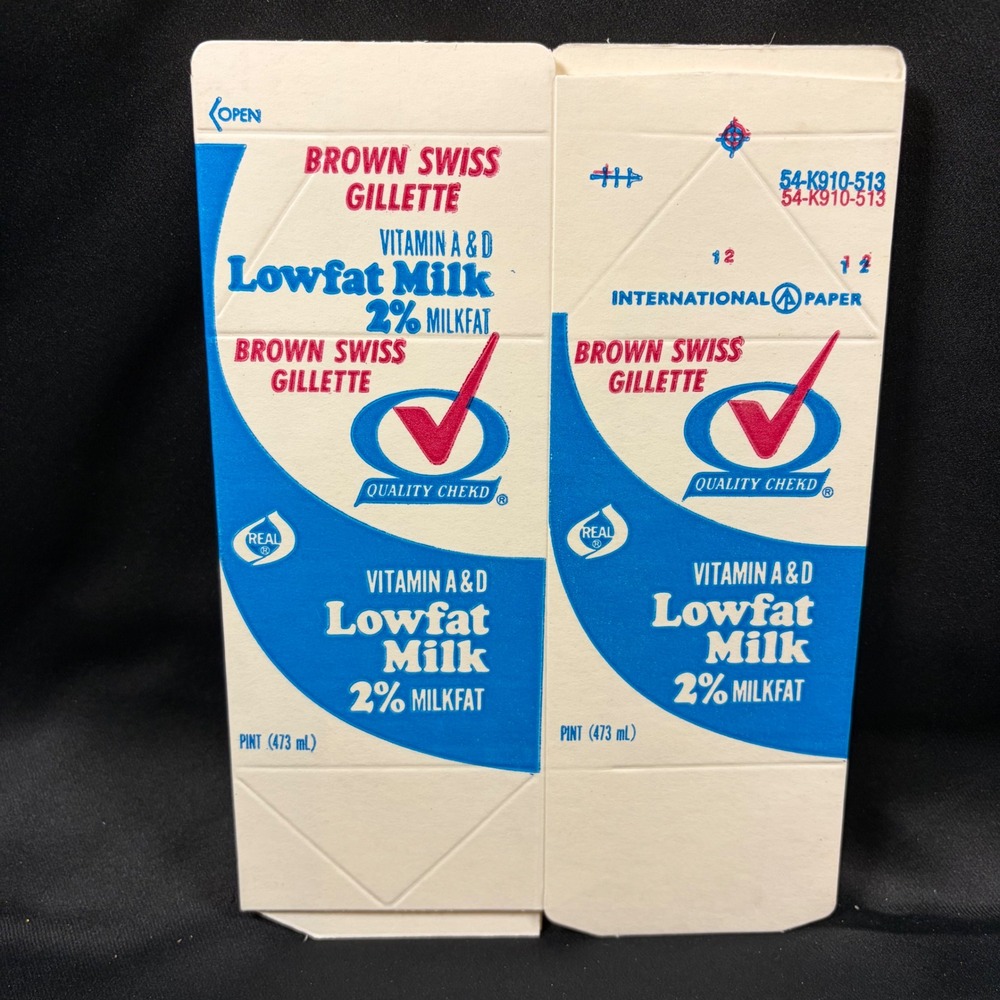 Vintage Brown Swiss Gillette Milk Carton Quality Chekd Pint Rapid City SD Unused